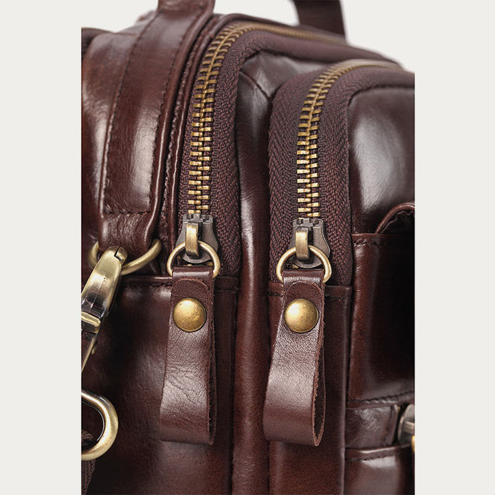 Messenger Bag For Men Business Small Portable Leather Crossbody Bag