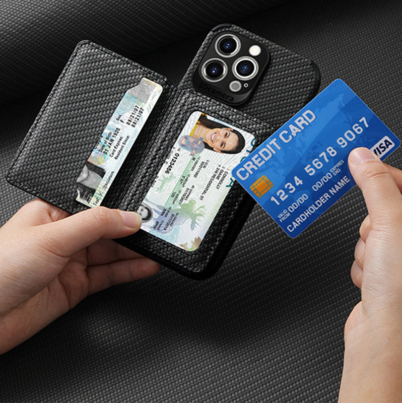 RFID Blocking Phone Case Wallet with Card Holder Kickstand for iPhone