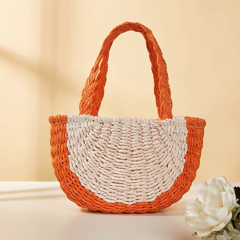 Beach Bag For Women Watermelon Pattern Portable Straw Crossbody Bag