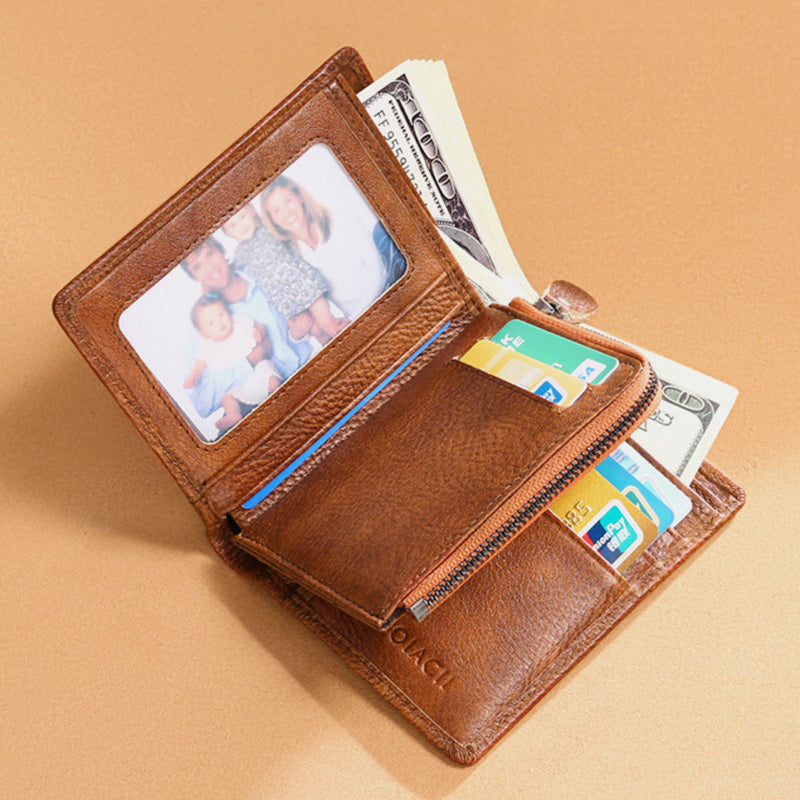 RFID Anti-Theft Leather Retro Wallet