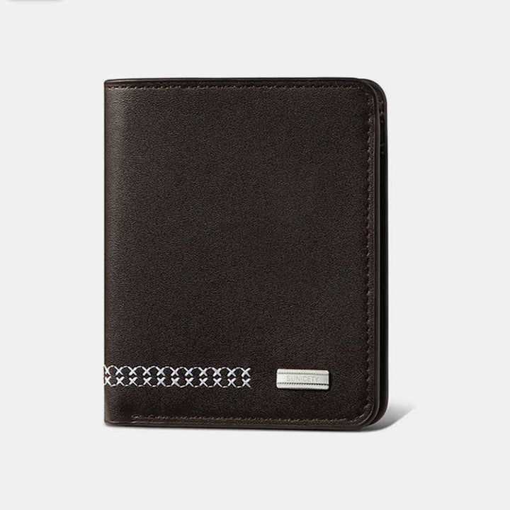 Men's Trifold Embroidery PU Leather Wallet RFID Blocking Card Holder