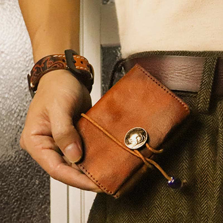 Retro Handmade Genuine Leather Card Holder Wallet for Men Women - image 6
