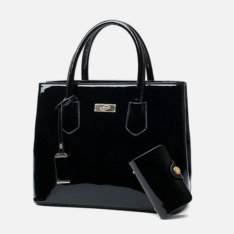 Retro mirror shiny leather Bucket Bag Women Crossbody handbag - Black - image 18