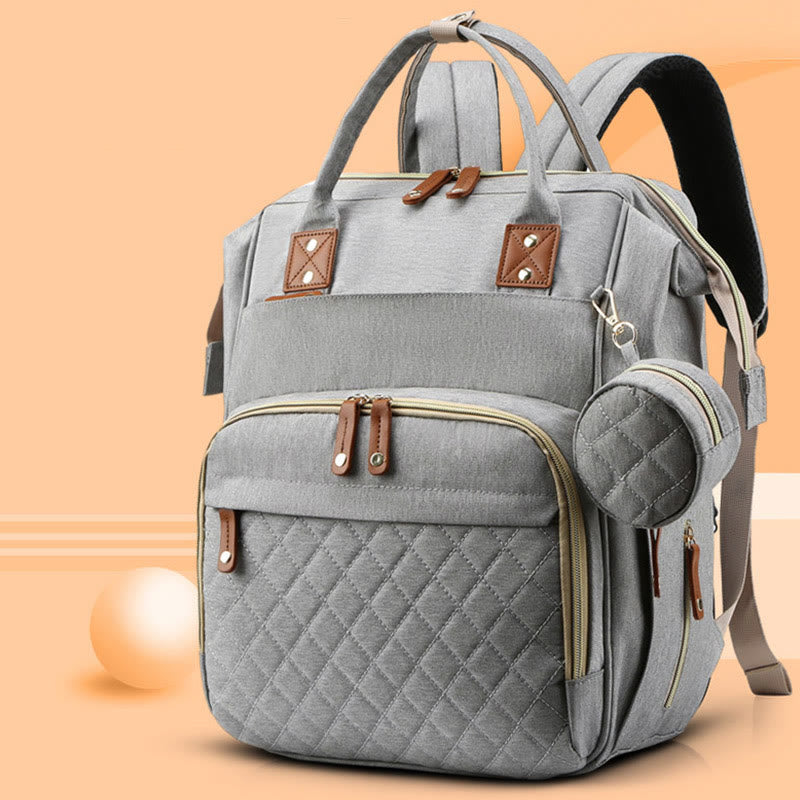 Multi Functional Mommy Bag With Crib Simple Waterproof Oxford Backpack