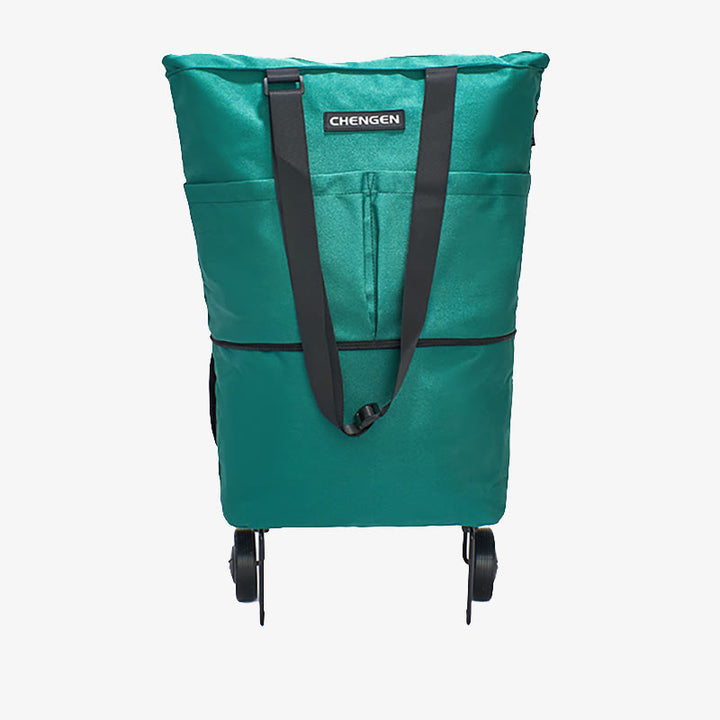 Supermarket Rolling Tote Detachable Foldable Wheels Shoulder Purse For Women
