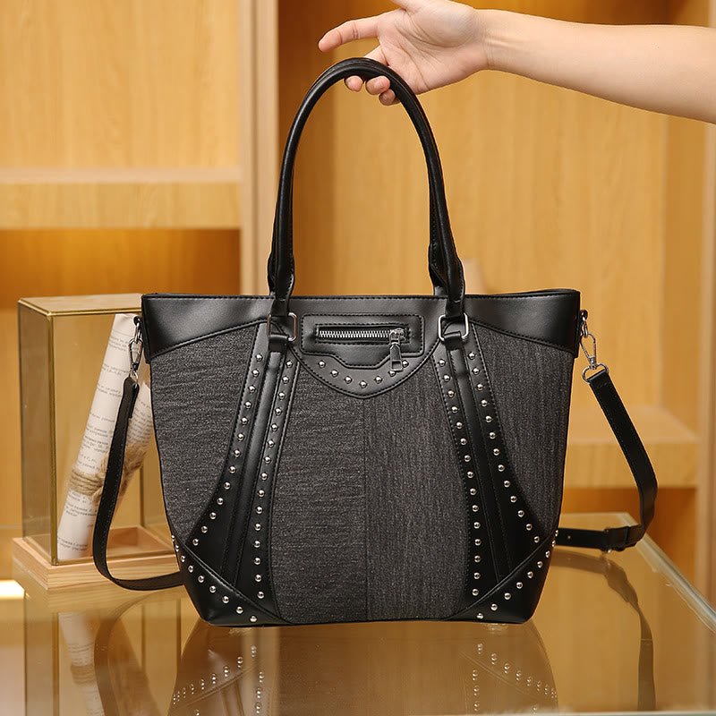 Rivet Tote For Women Triple Strap Multiple Carry Crossbdoy Bag
