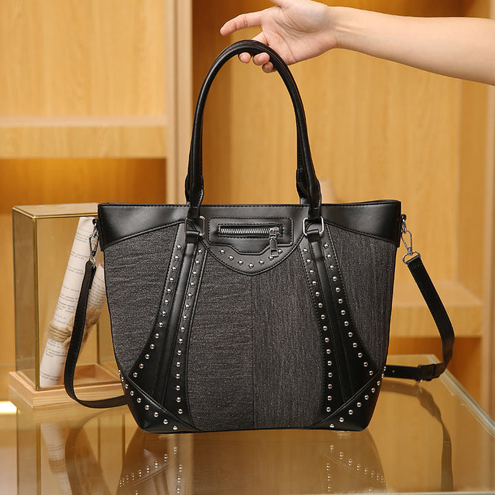 Rivet Tote For Women Triple Strap Multiple Carry Crossbdoy Bag