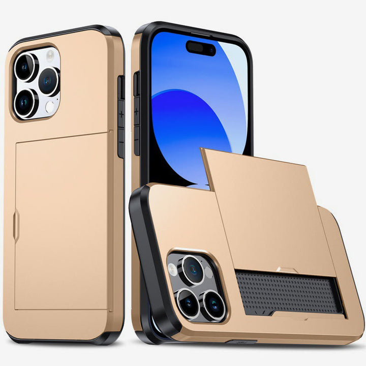 Iphone Slide Card Phone Case 2 In 1 Anti Fall Wallet Case