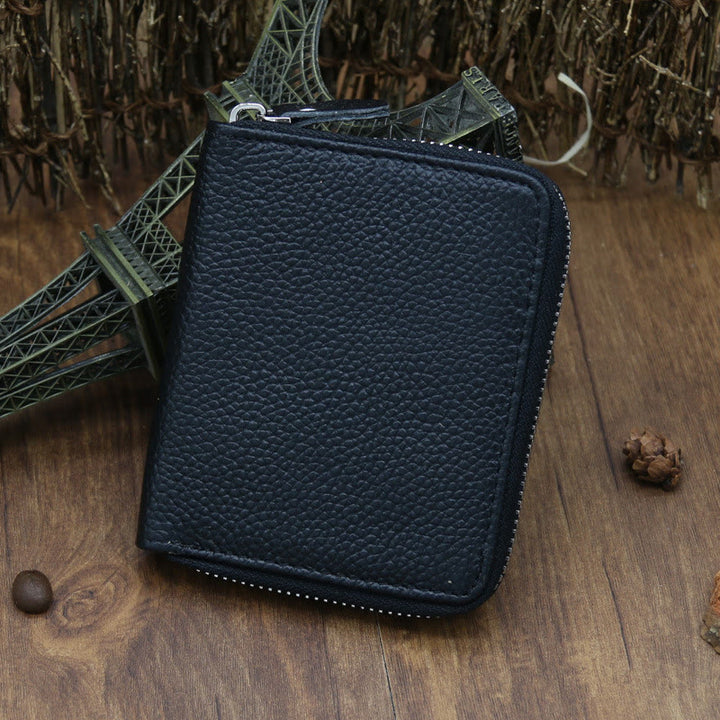 Bifold Genuine Leather Zipper Wallet Gentle Purse For Men Women