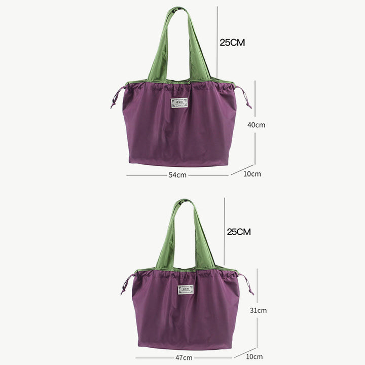 Shopping Tote For Women Large Capacity Drawstring Foldable Shoulder Bag