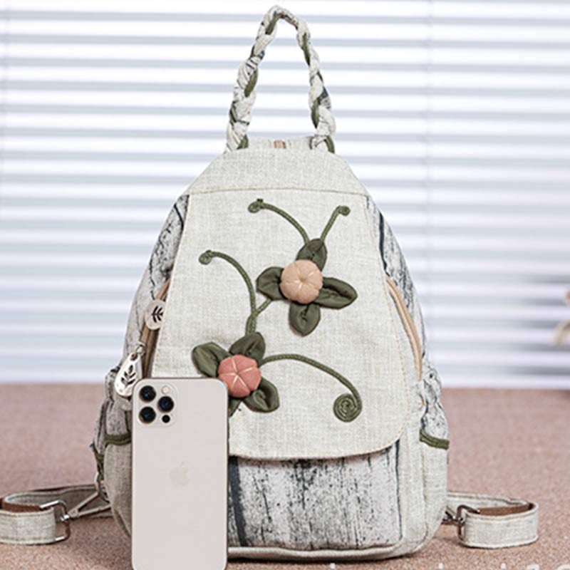 Multifunctional Large Capacity National Floral Printing Backpack