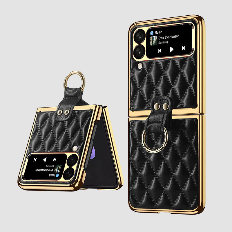 Phone Case For Z Flip Folding Rhombic Style Ring Case