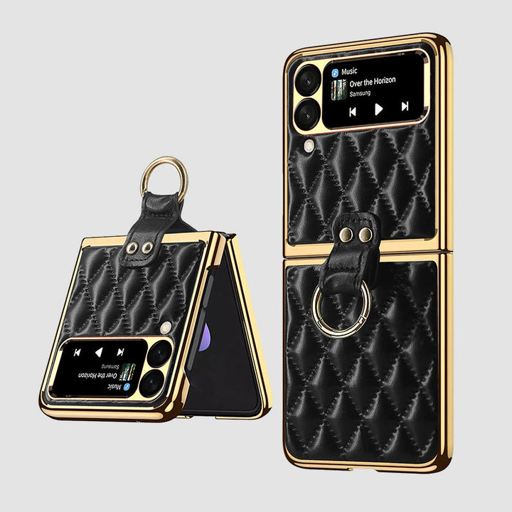 Phone Case For Z Flip Folding Rhombic Style Ring Case