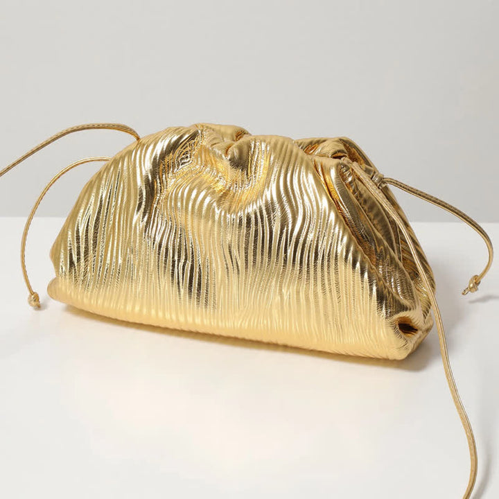 Dumpling Clutch Crossbody Bag Cloud Sparkly Metallic Purse for Women