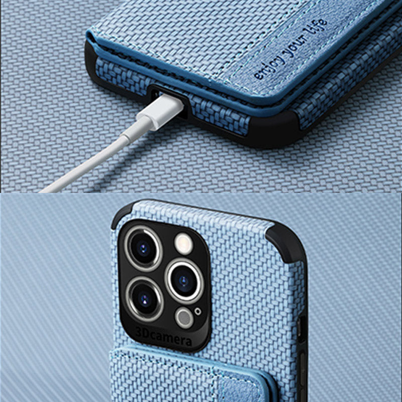 RFID Blocking Phone Case Wallet with Card Holder Kickstand for iPhone