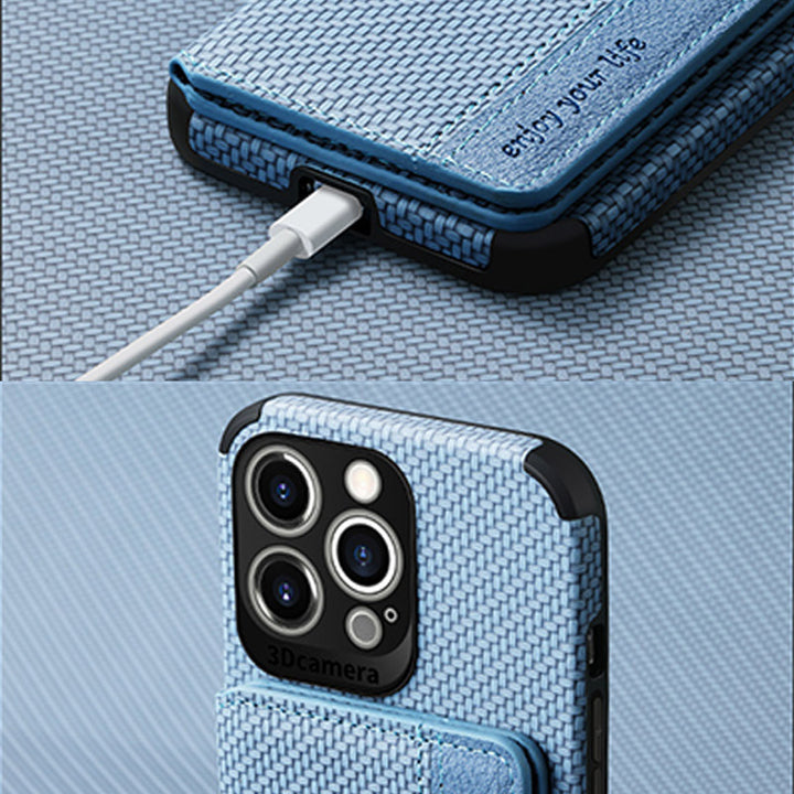 RFID Blocking Phone Case Wallet with Card Holder Kickstand for iPhone