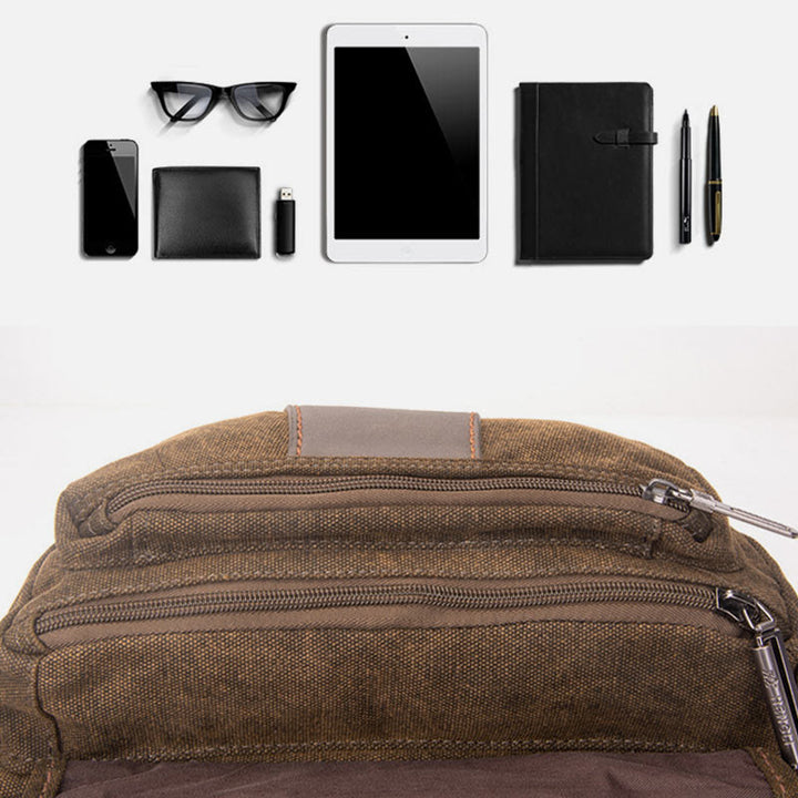 Canvas Waist Pack For Men Retro Small Crossbody Crescent Moon Bag