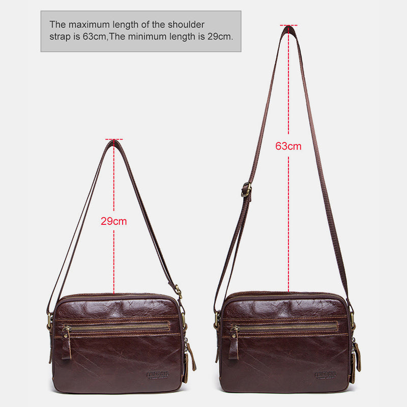 Genuine Leather Large Capacity Multi-Pocket Crossbody Bag