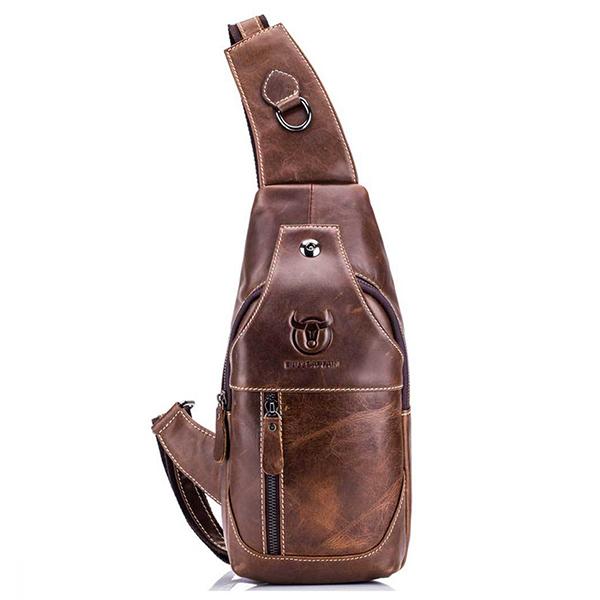 Genuine Leather Vintage Wearing  Resisting Sling Bag