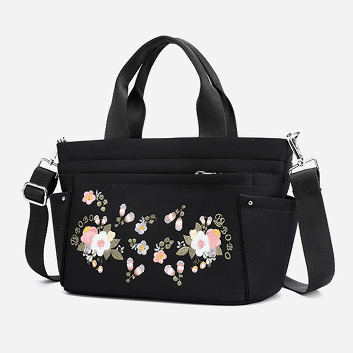 Multi-Pocket Flower Embroideried Handbag Crossbody Bag