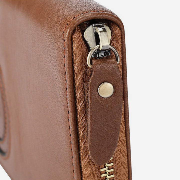 Genuine Leather Wallet For Women Men Solid Color Clutch Bag