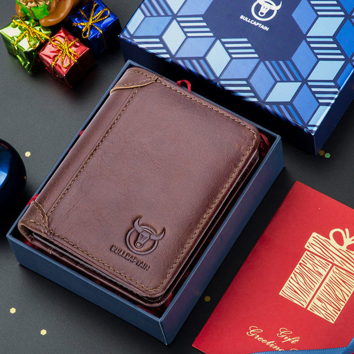 RFID Large Capacity Genuine Leather Bifold Wallet