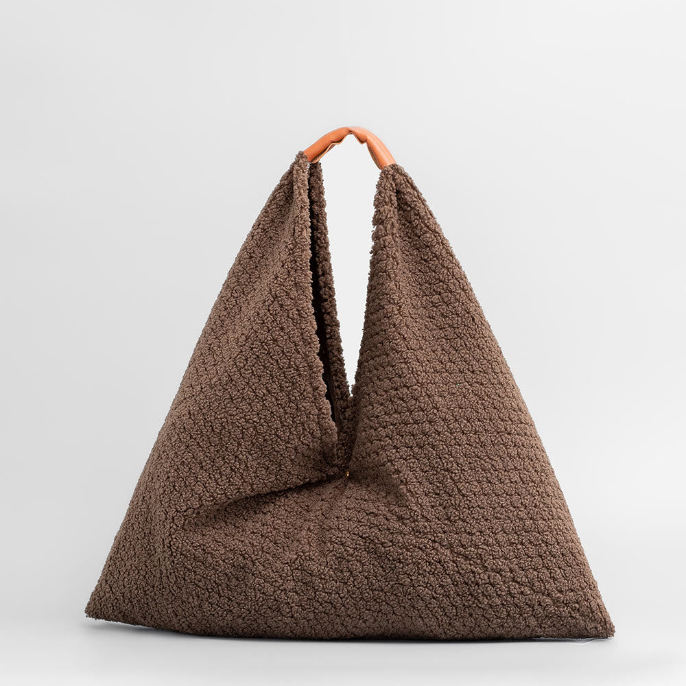 Plush Triangle Underarm Bag Women Commuter Buckle Shoulder Bag