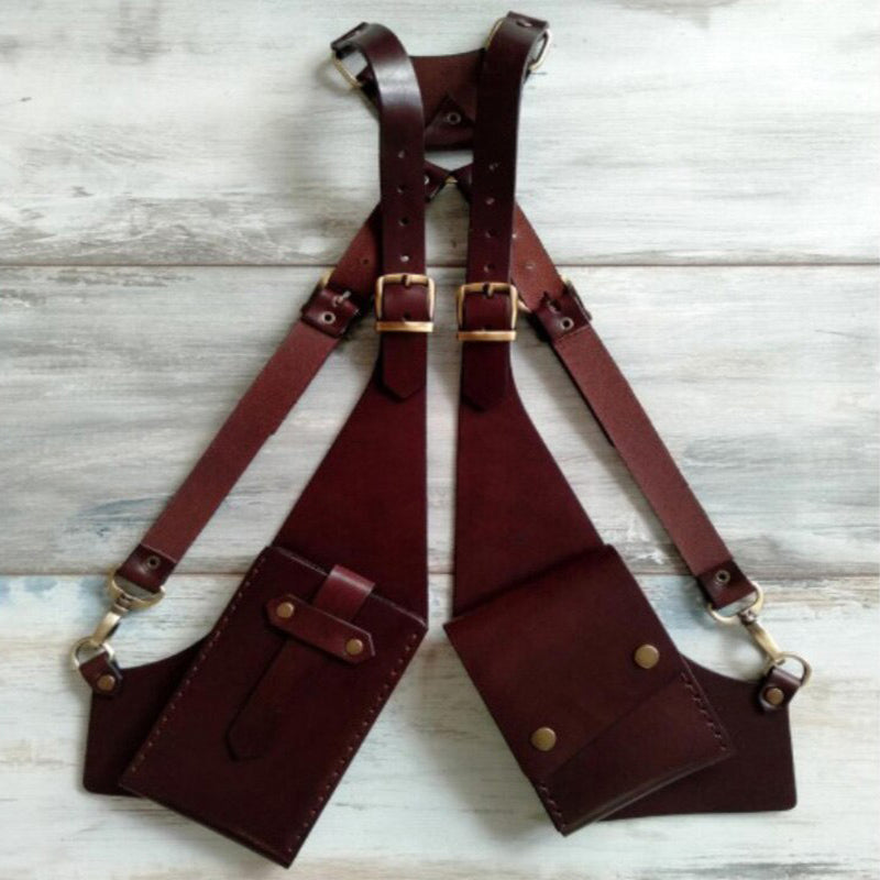 Retro Leather Phone Shoulder Holster with Adjustable Straps for Daily Costume Parties