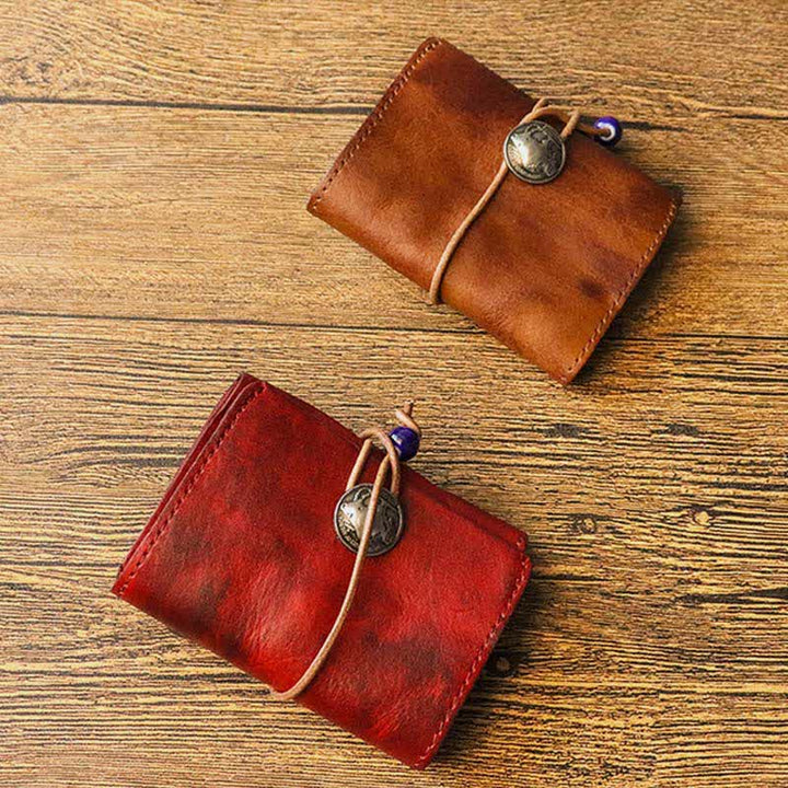 Retro Handmade Genuine Leather Card Holder Wallet for Men Women - image 10