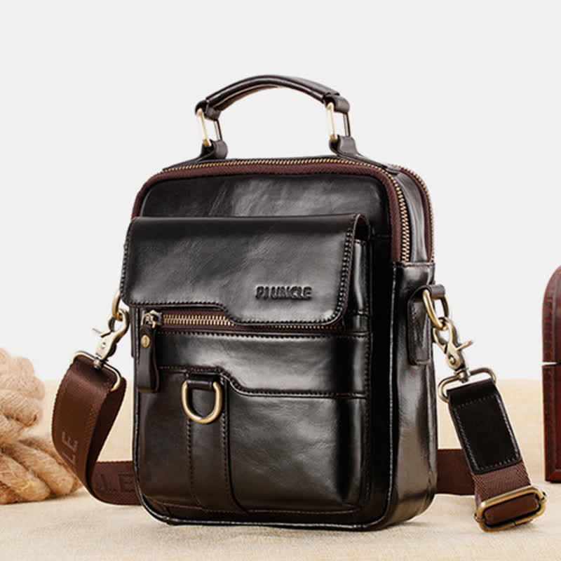Genuine Leather Crossbody Bag Vintage Messenger Handbag for Men