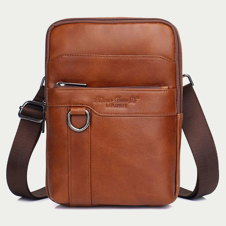 Messenger Bag For Men Three Styles Pockets Leather Crossbody Bag