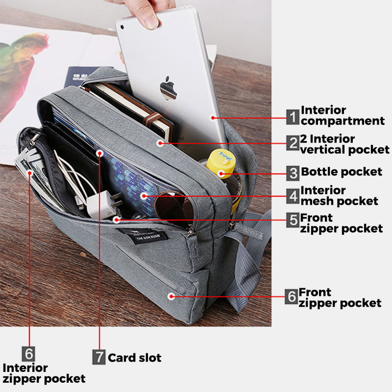 Multi-Compartment Multifunctional Messenger Bag Laptop Crossbody Bag