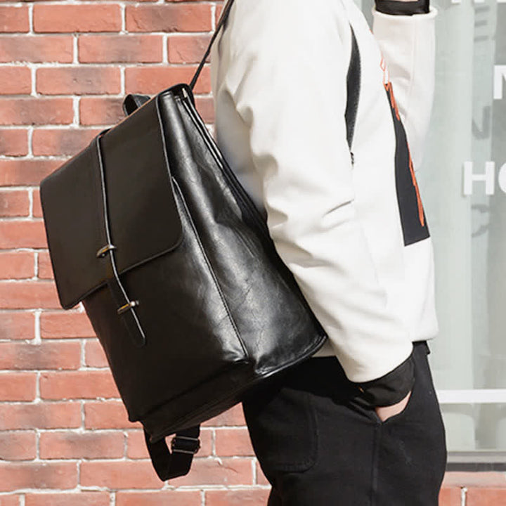 Mens Backpack Purse PU Leather Laptop Backpack Travel Business College Bookbag - image 4