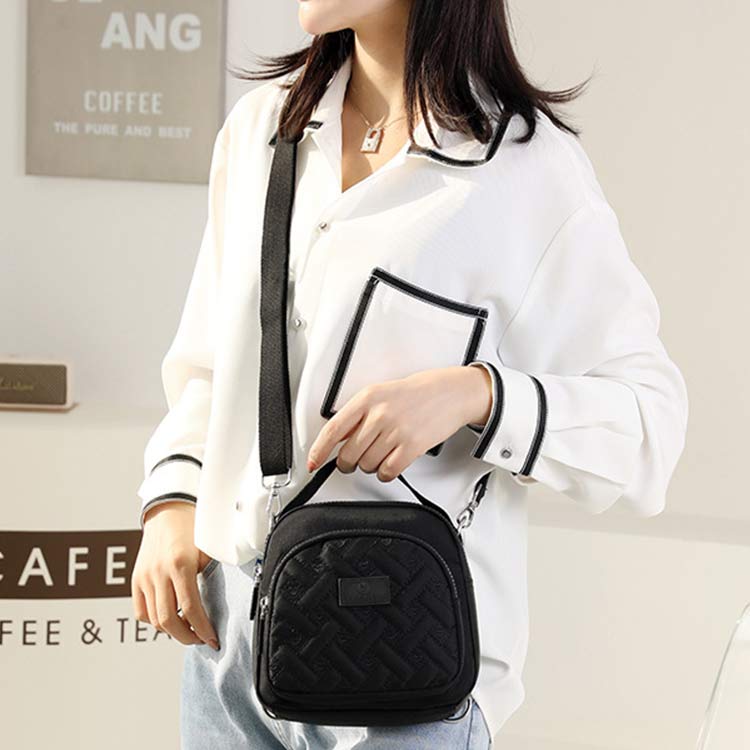 Functional Women Purse Lightweight Nylon Roomy Crossbody Shoulder Bag Mini Backpack