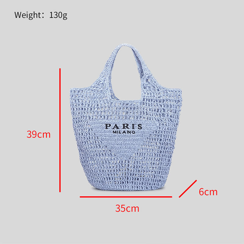 Beach Bag For Women Knitted Retro Hollowed Out Handbag