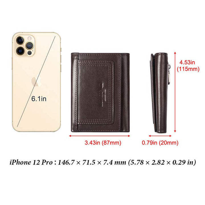 Trifold Roomy Leather Wallet RFID Blocking Anti-theft Wallet