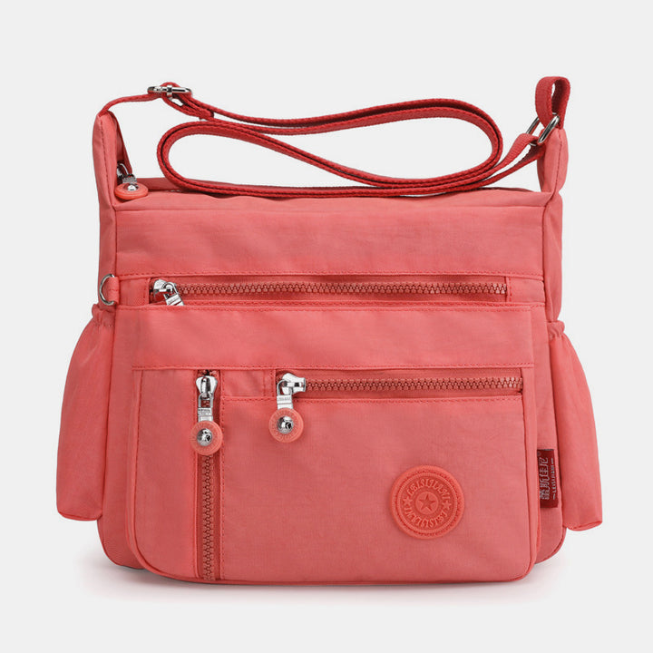 Large Capacity Multi-Pocket Waterproof Lightweight Casual Crossbody Bag - Coral - image 16