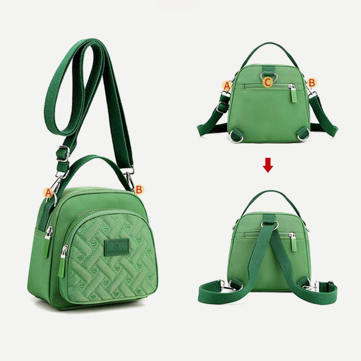 Functional Women Purse Lightweight Nylon Roomy Crossbody Shoulder Bag Mini Backpack
