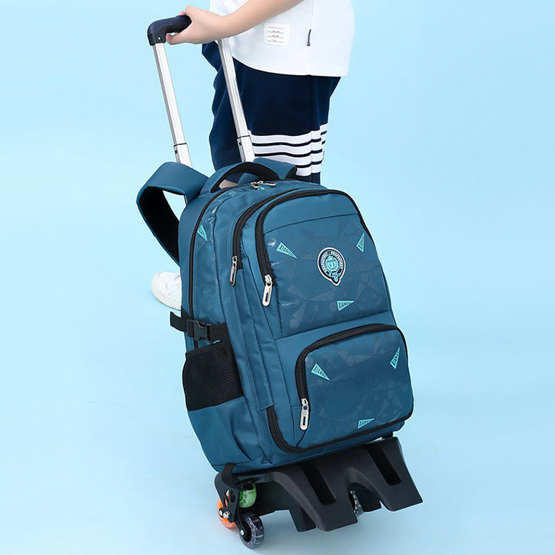 Rolling Wheels Backpack Multifunctional Travel Bookbag For Teens Students