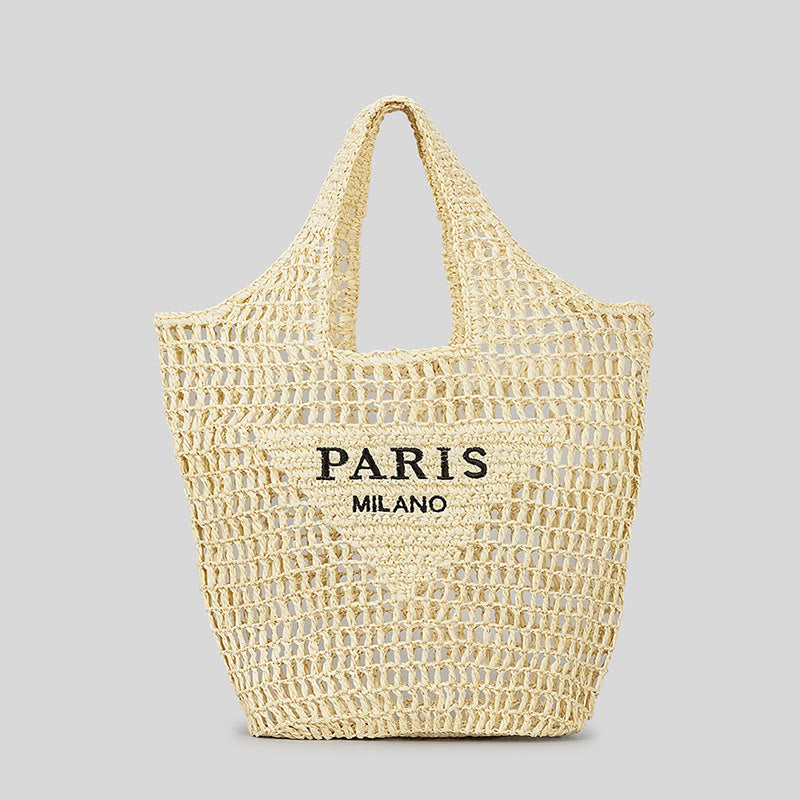 Beach Bag For Women Knitted Retro Hollowed Out Handbag - Cornsilk - Style A - image 39