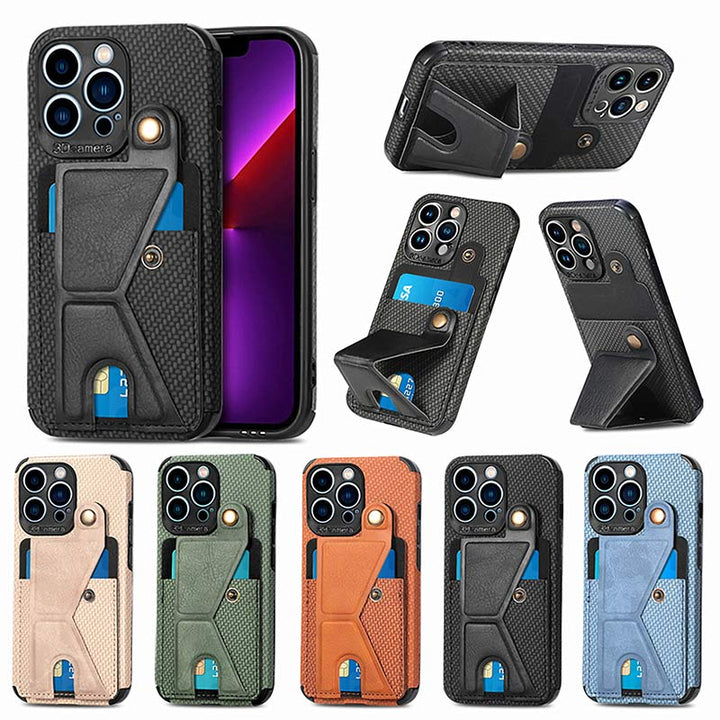 Shockproof Dustproof Leather Phone Case for iPhone with Card Slot Kickstand