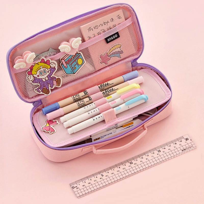 Cute Pencil Case For Kids Cartoon Style Roomy Case
