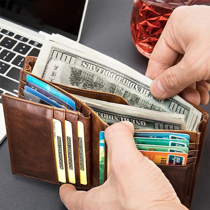 Retro Leather Wallet for Men RFID Blocking Credit Card Holder