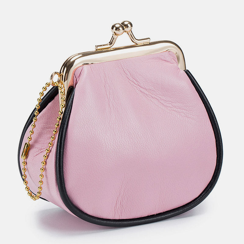 Mini Leather Coin Purse Vintage Pouch Kiss-Lock Change Purse Wallets