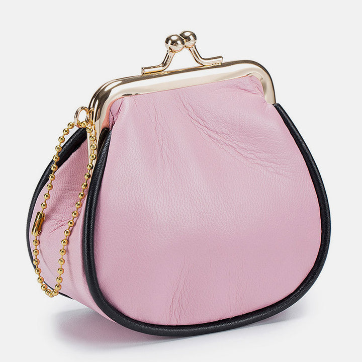 Mini Leather Coin Purse Vintage Pouch Kiss-Lock Change Purse Wallets