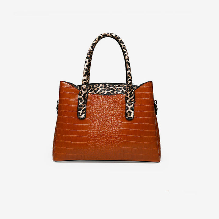 Crocodile Leopard Grain Leather Tote For Women 3 Piece Bag Set