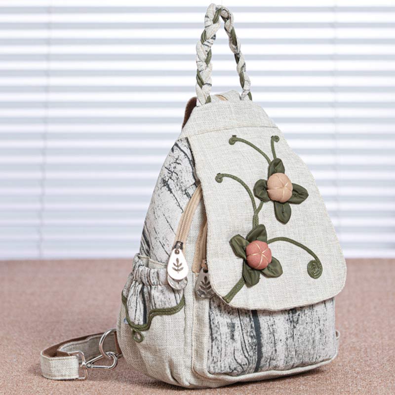 Multifunctional Large Capacity National Floral Printing Backpack