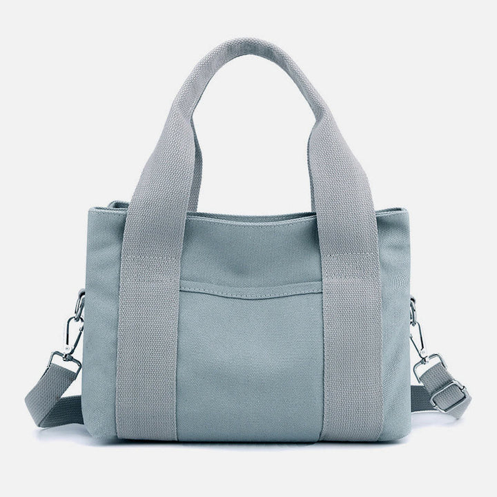 Solid Color Small Tote Triple Compartment Large Crossbody Canvas Purse
