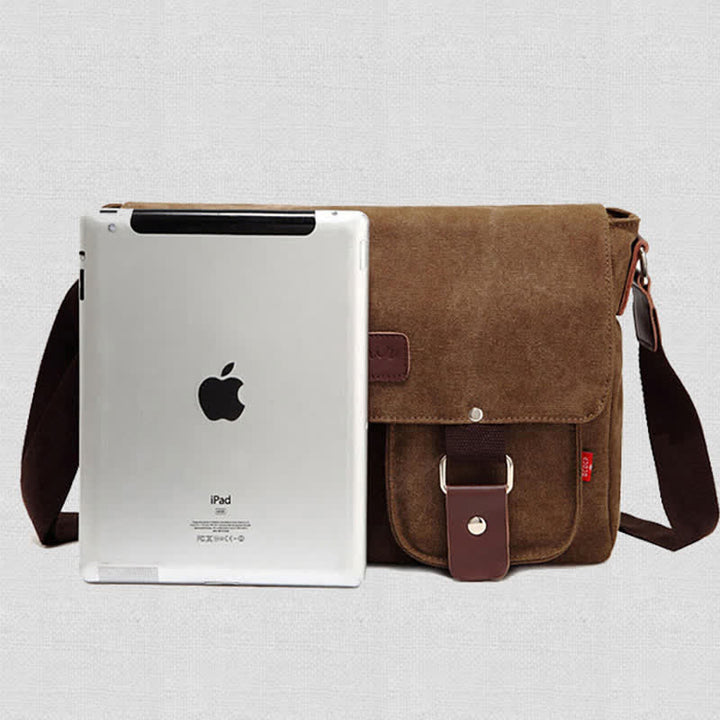 Canvas Messenger Bag for Men Multi-Pocket Vintage Crossbody Shoulder Bag