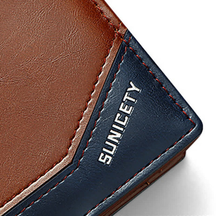 Mens Bifold Wallet Retro RFID Credit Card Holder with Zipper Pocket